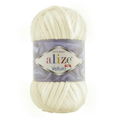 Пряжа Alize Velluto № 62 (68 м) 100 гр. светло-молочный 1 шт